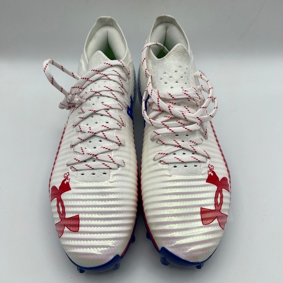 Under Armour Blur Pro TX Football Cleats Mens 12 White Red Blue‎ Texas Edition main image 12